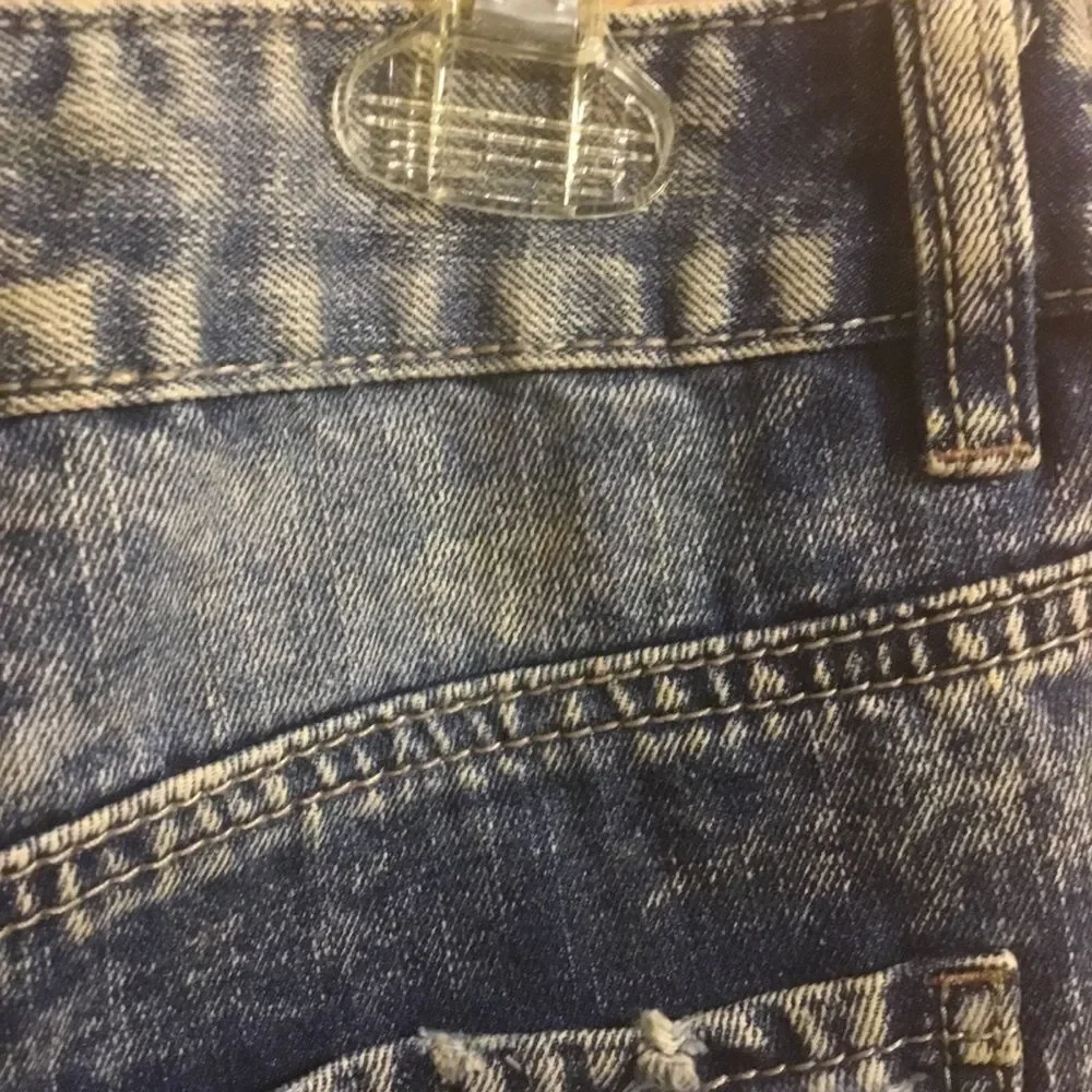 Dollhouse Blue Acid Wash Distressed Jean Denim High waisted Shorts 8